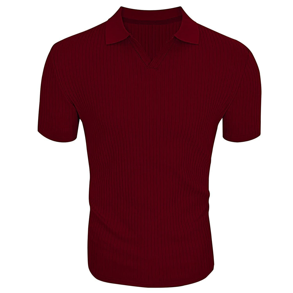 Men's Textured Polo Shirt | Short Sleeve Fitted Knit Top