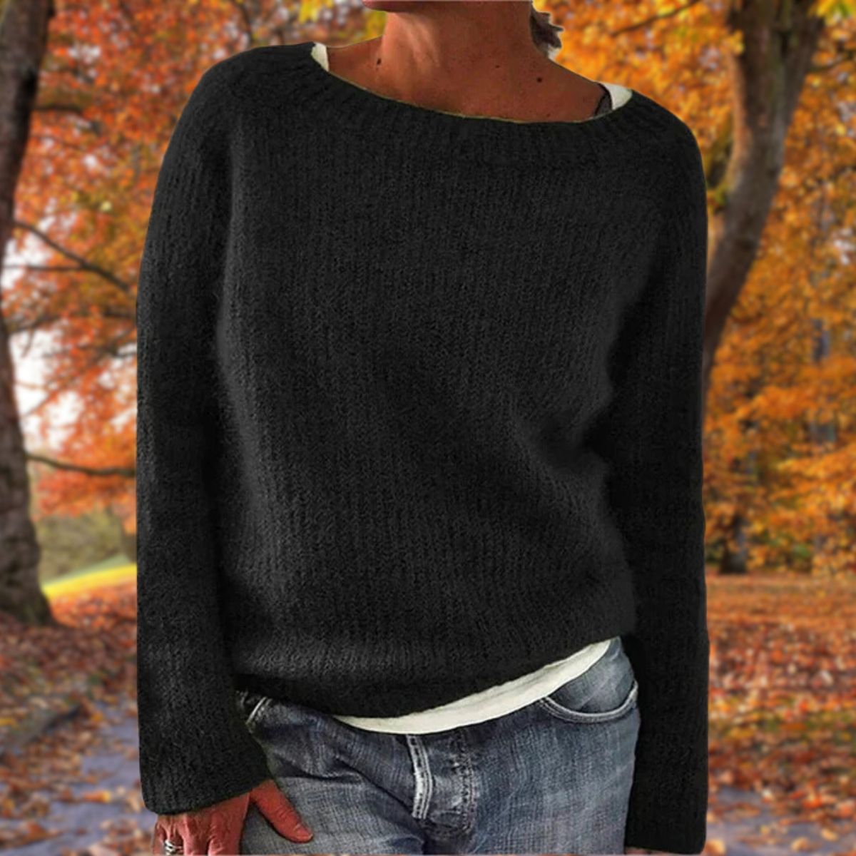 Marceline | Boat Neck Layered Knit Sweater