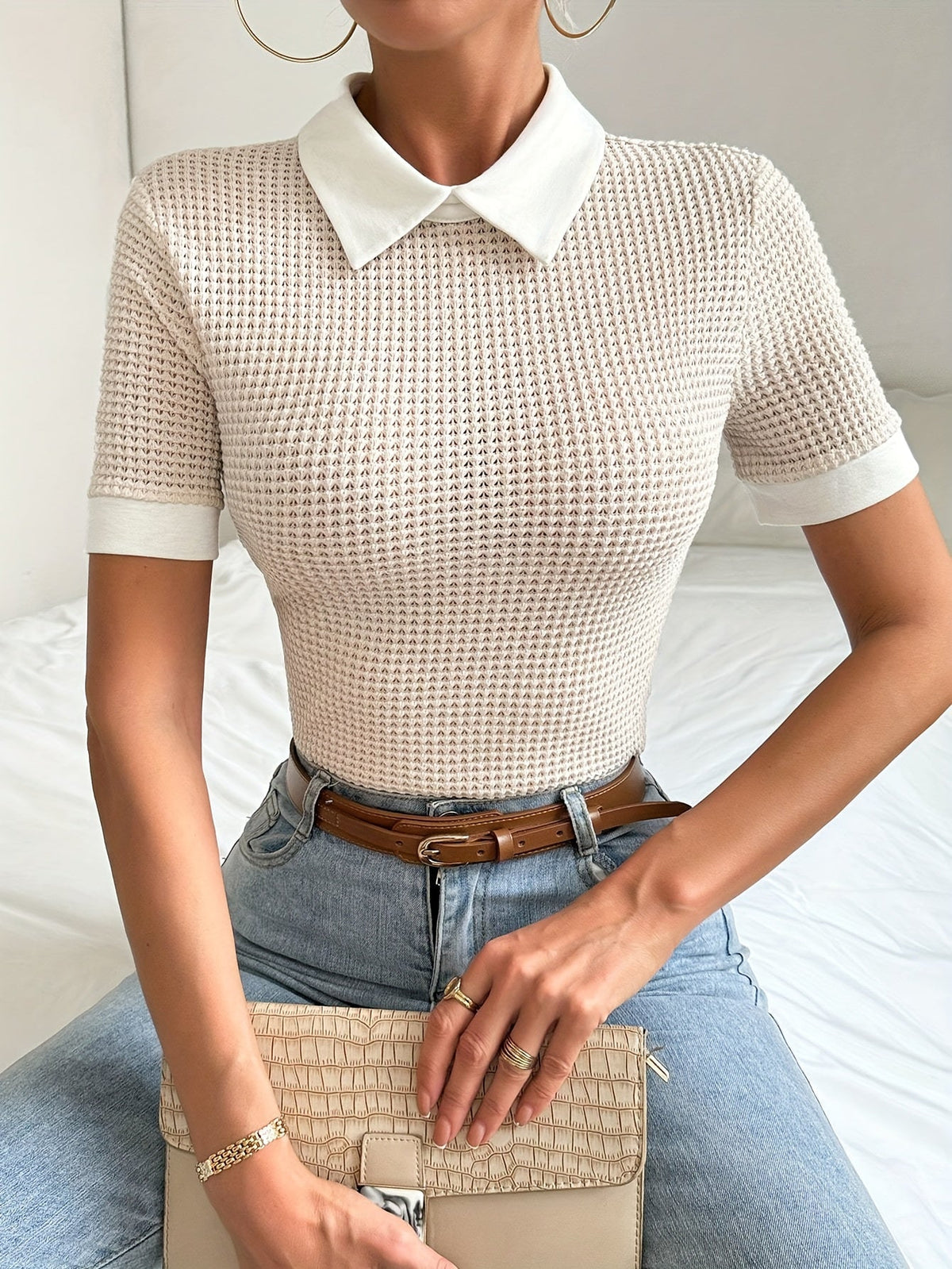 Daphne | Collared Slim Fit Long Sleeve Polo Top