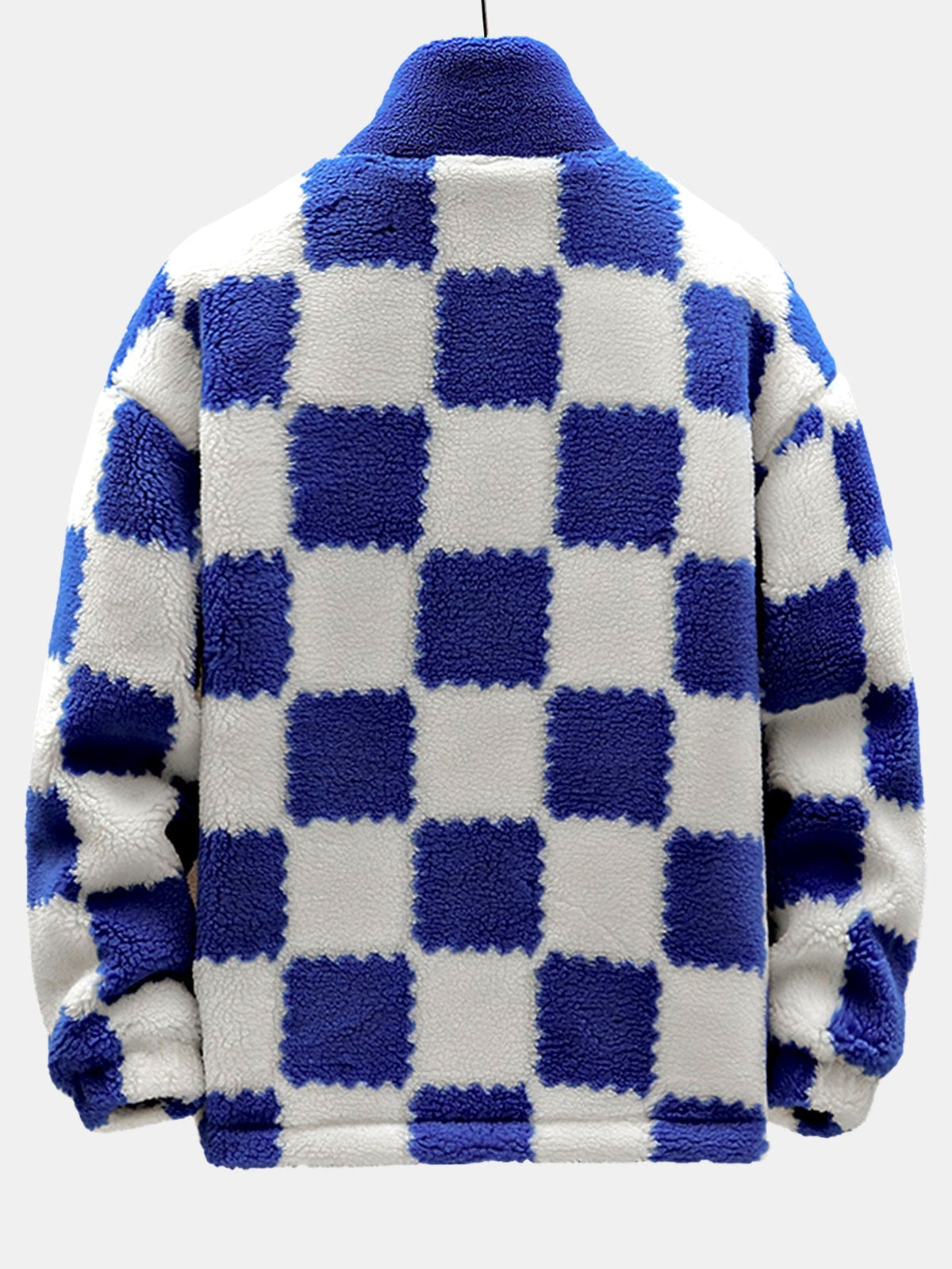 Men's Printed Teddy Fleece Jacket with High Collar – Soft Relaxed Fit Zip-Up Outerwear for Autumn and Winter