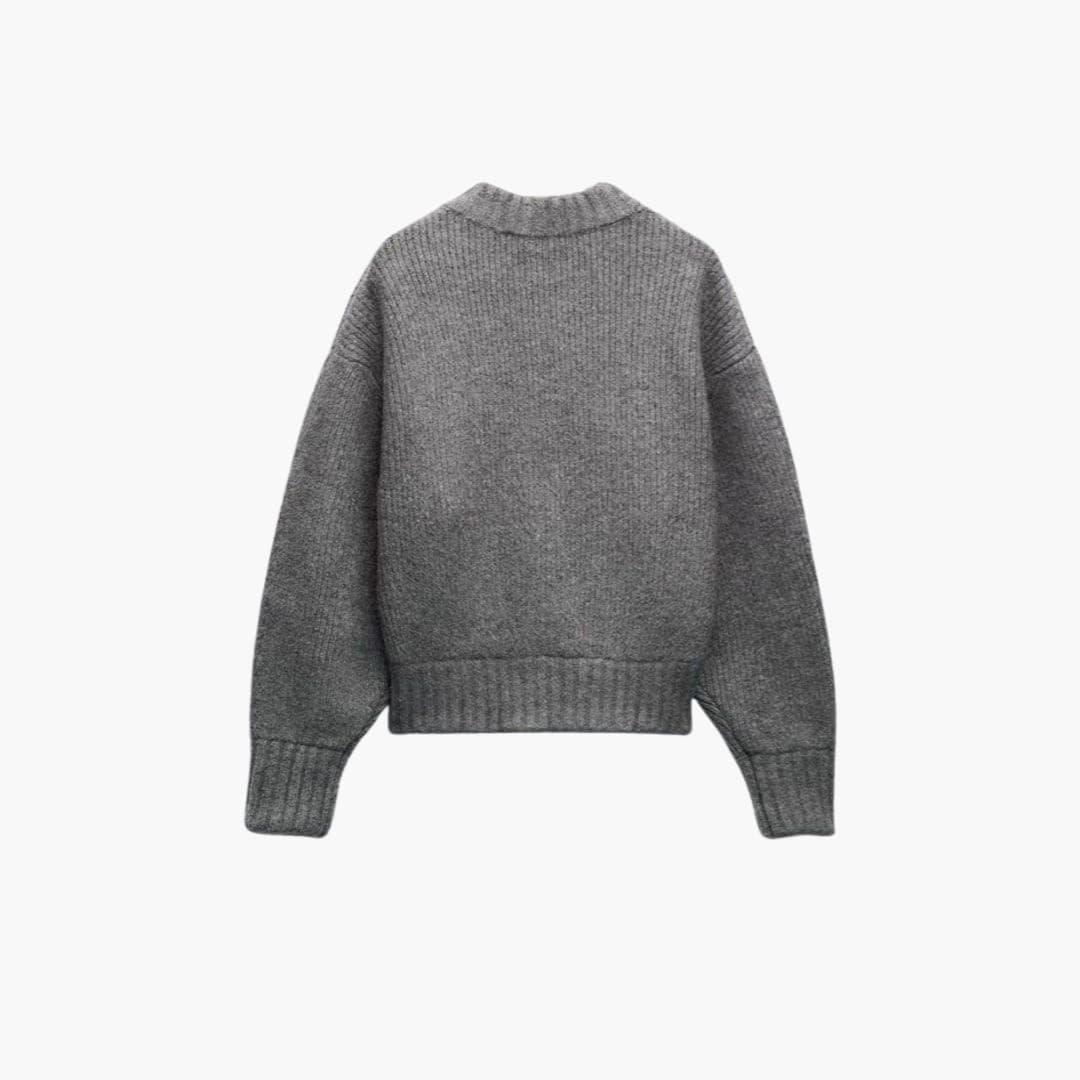Marisela | Cropped Chunky Knit Zip-Up Front Cardigan