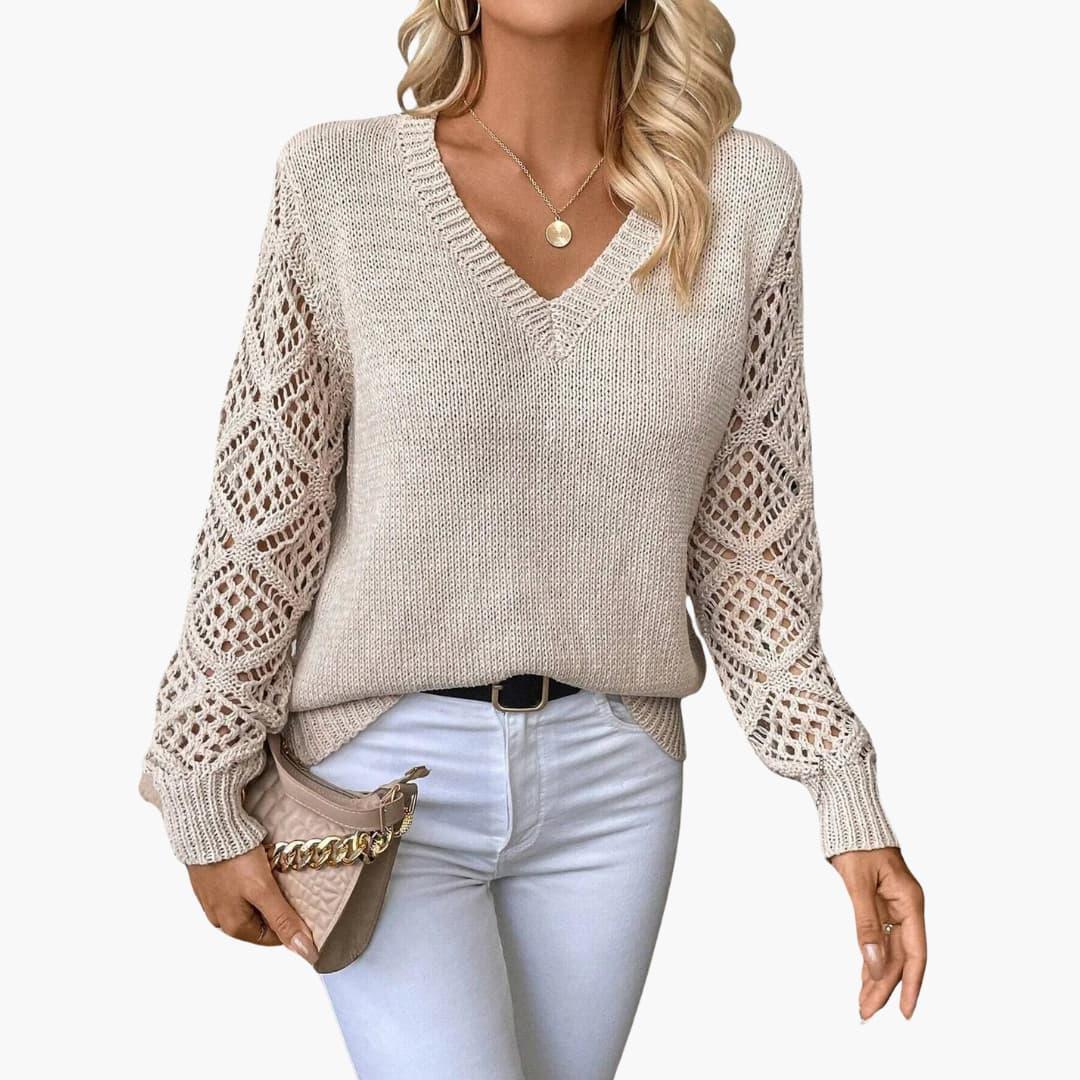 Zinnia | Crochet Sleeve Details Sweater