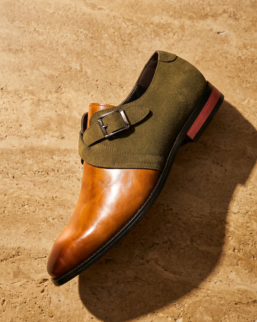 Sutton Men's Suede Leather Monk Strap Shoes