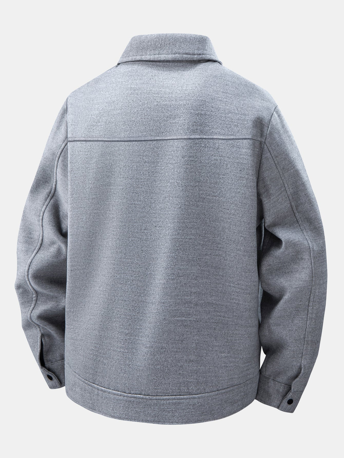 Men's Wool-Look Utility Jacket – Relaxed Snap-Button Overshirt with Chest Pockets for Autumn and Smart Casual Wear
