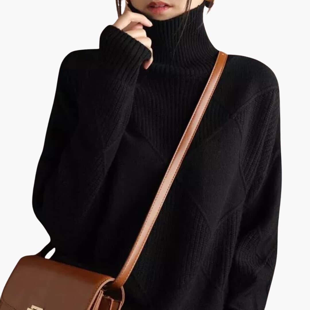 Selah | Ribbed Fitted Silhouette Turtleneck Sweater