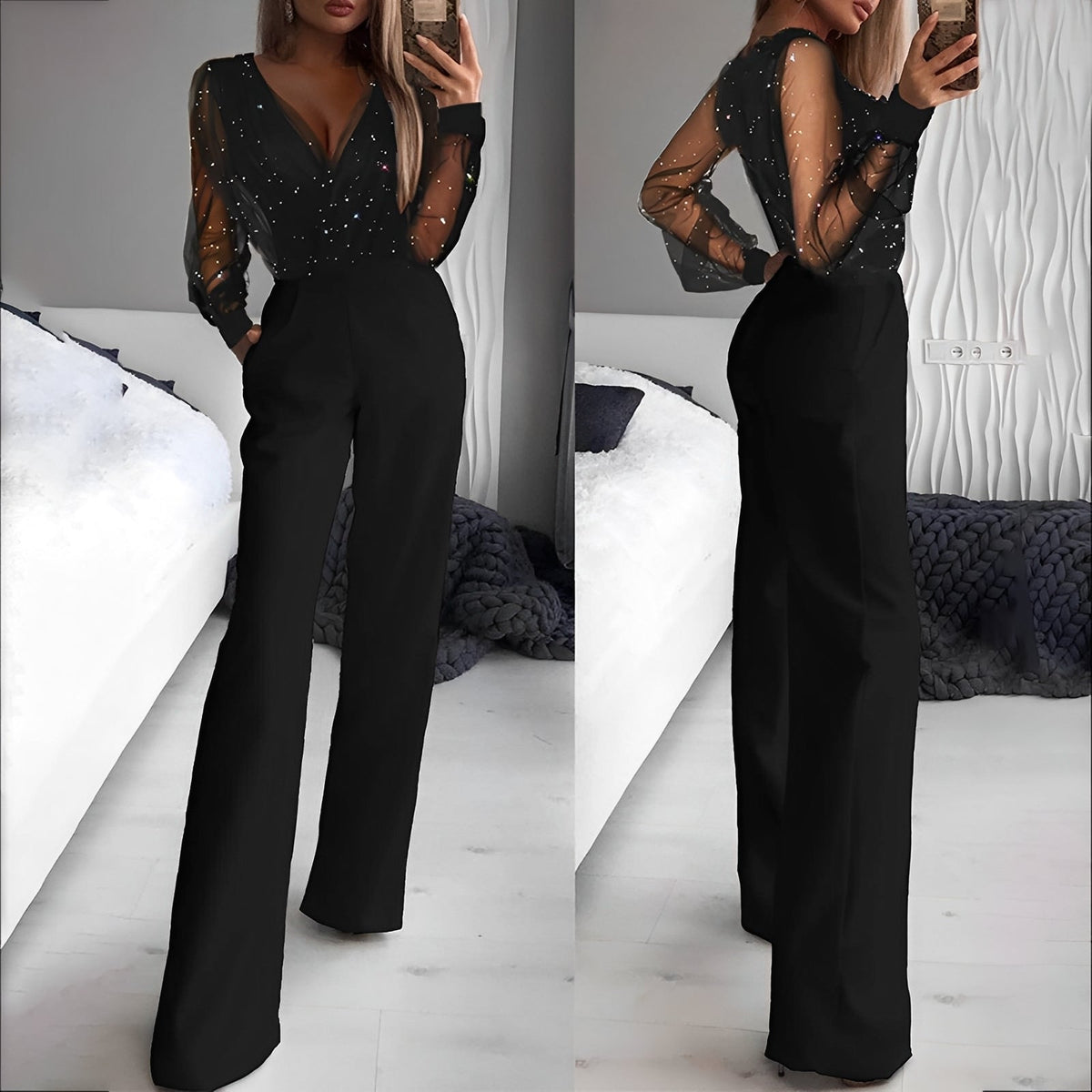 Alissa - Elegant Jumpsuit with V-Neckline for Women