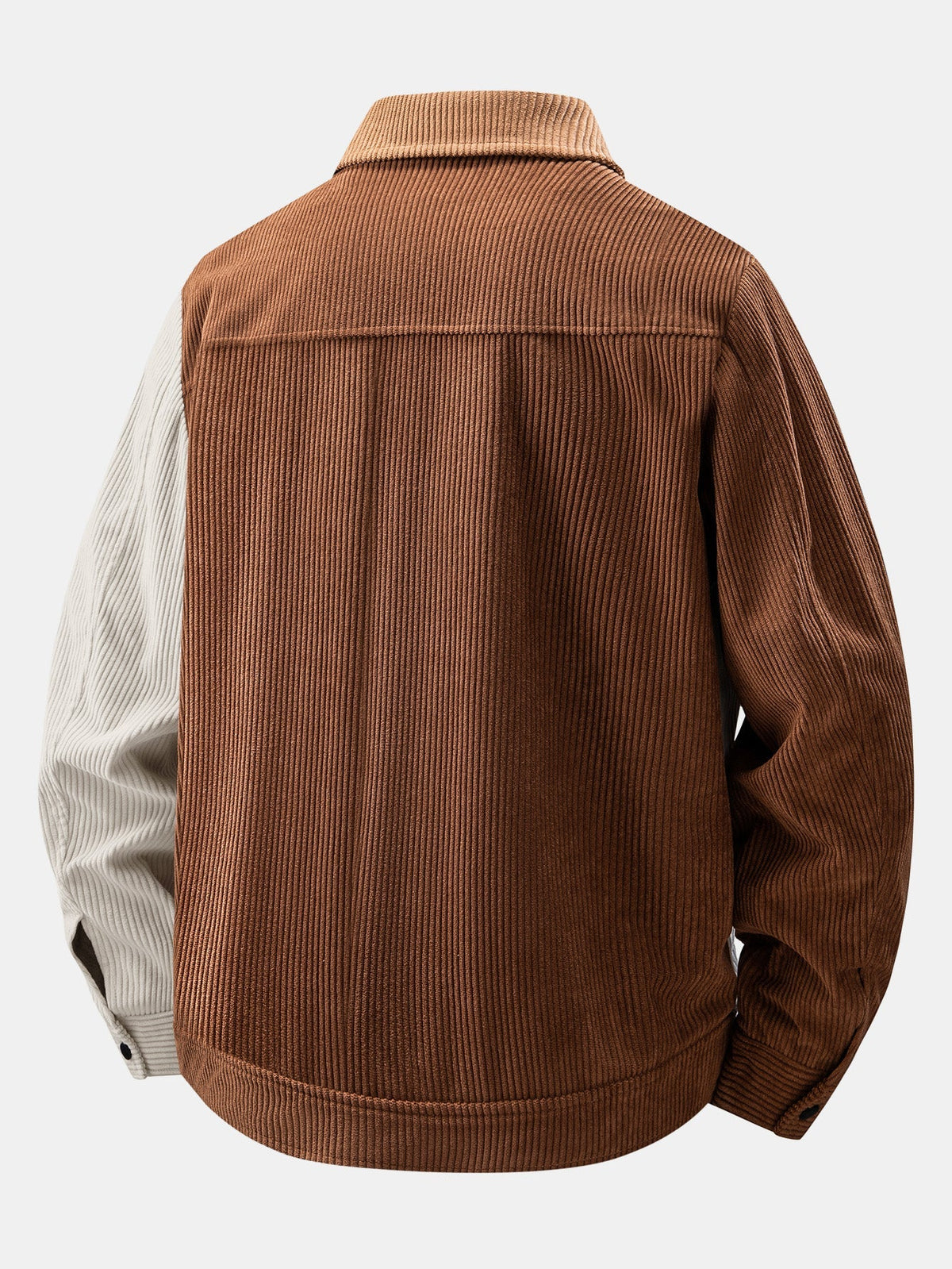 Men's Colourblock Corduroy Utility Jacket – Relaxed Snap-Button Overshirt with Chest Pockets for Autumn and Casual Streetwear