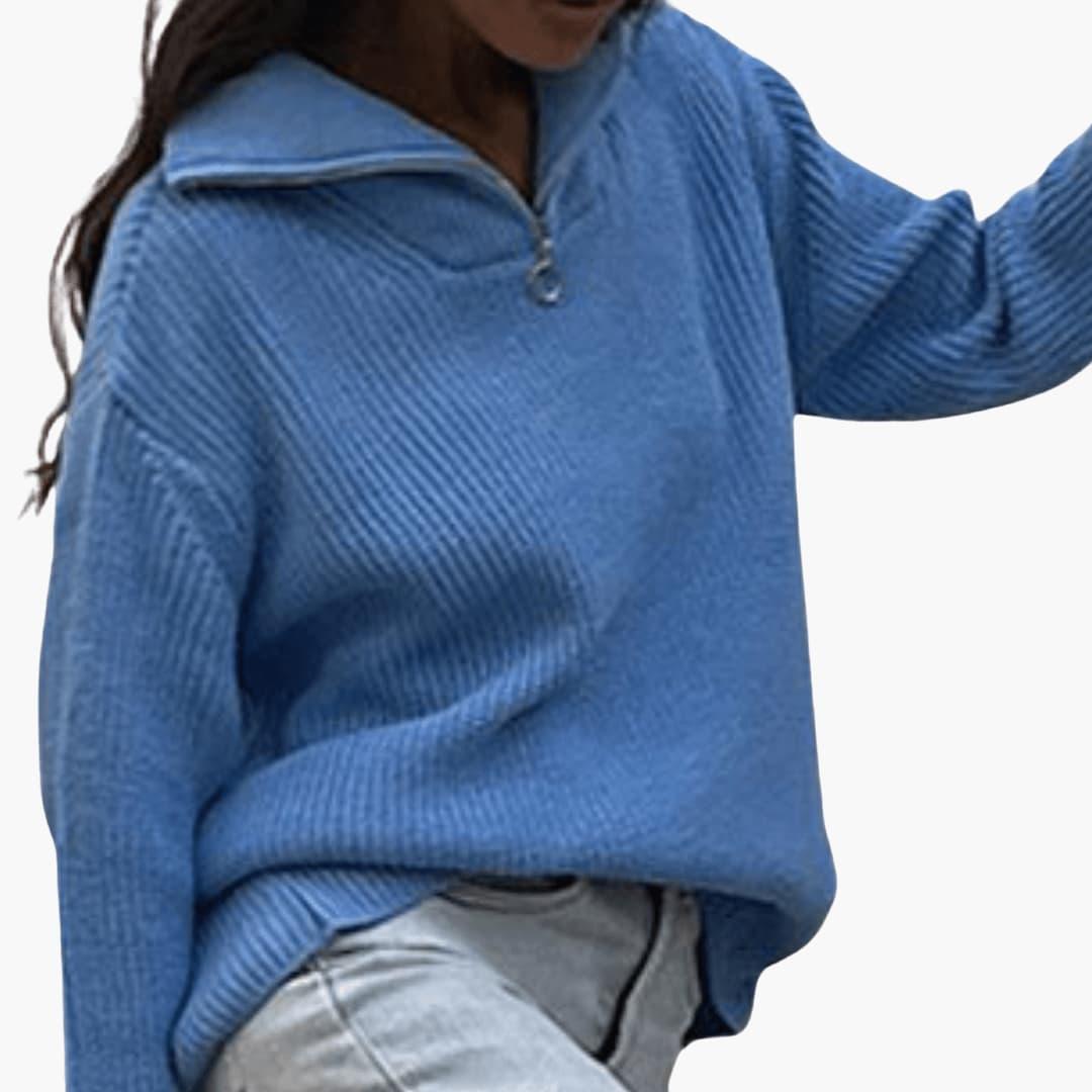 Dahlia | Knit Half-Zip Collar Ribbed Texture Sweater