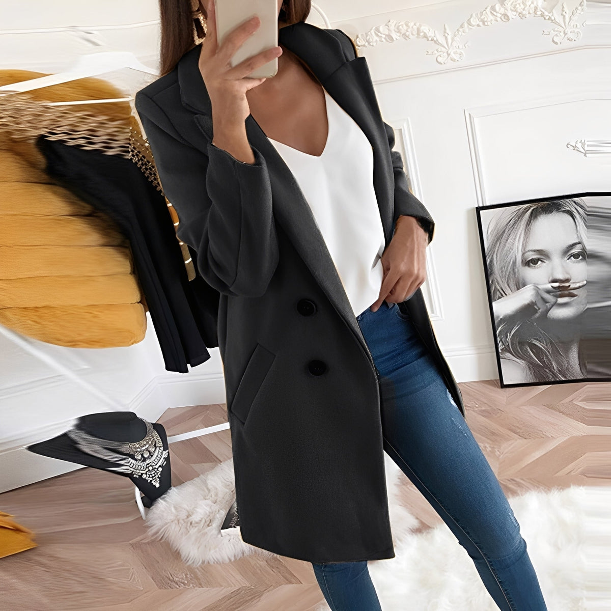 Chantal - Stylish long winter coat women