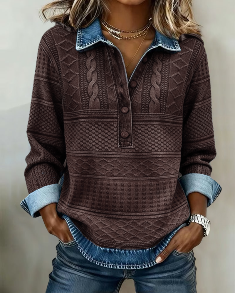 Willa | Trendy Sweatshirt with Half Button