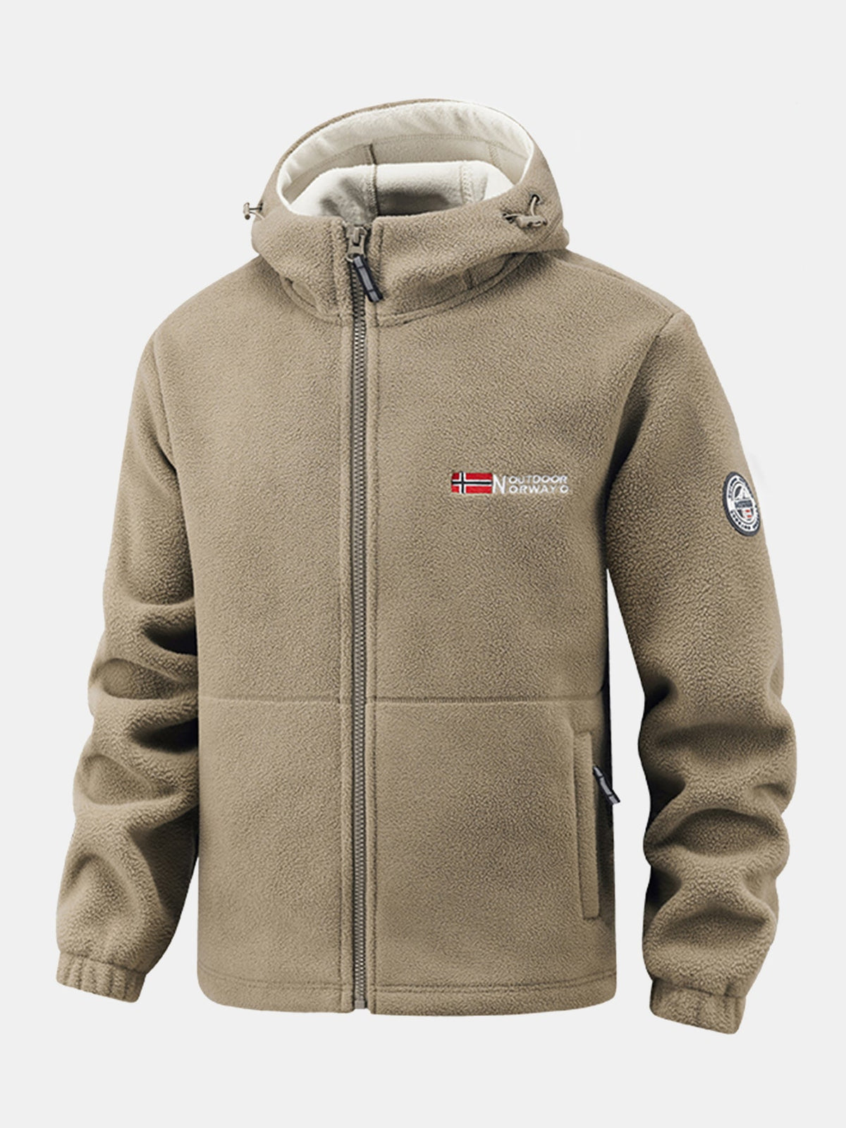 Men's Hooded Polar Fleece Jacket – Warm Full Zip Outdoor Layer with Zipped Pockets for Autumn and Winter