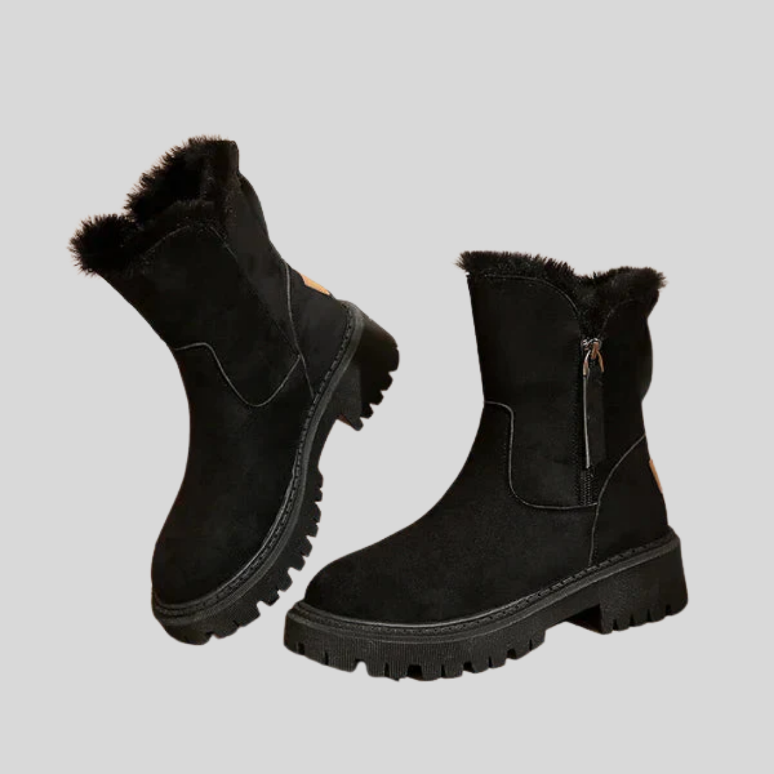 Women's Faux Fur-Lined Ankle Boots with Lug Sole
