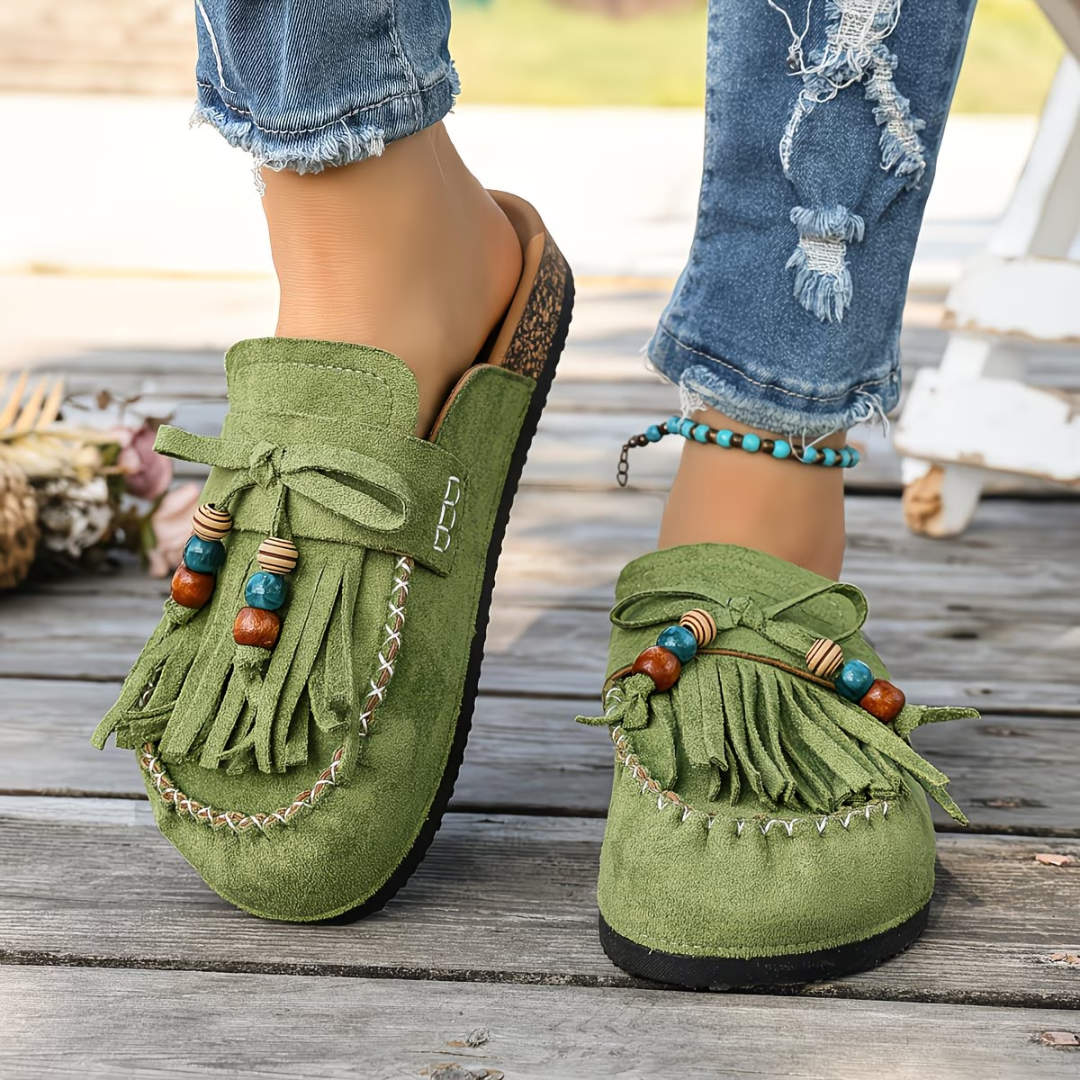 Mehra | Fringe Tassel Slip-On Clogs