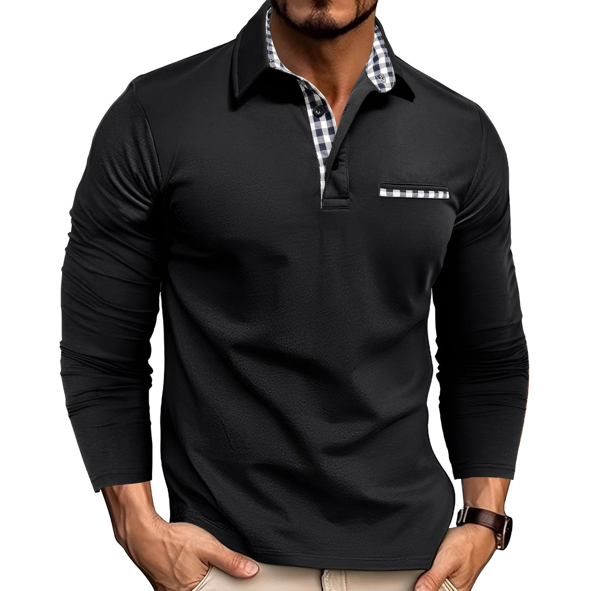 Rupert - Loose Polo Shirt with Long Sleeves for Men