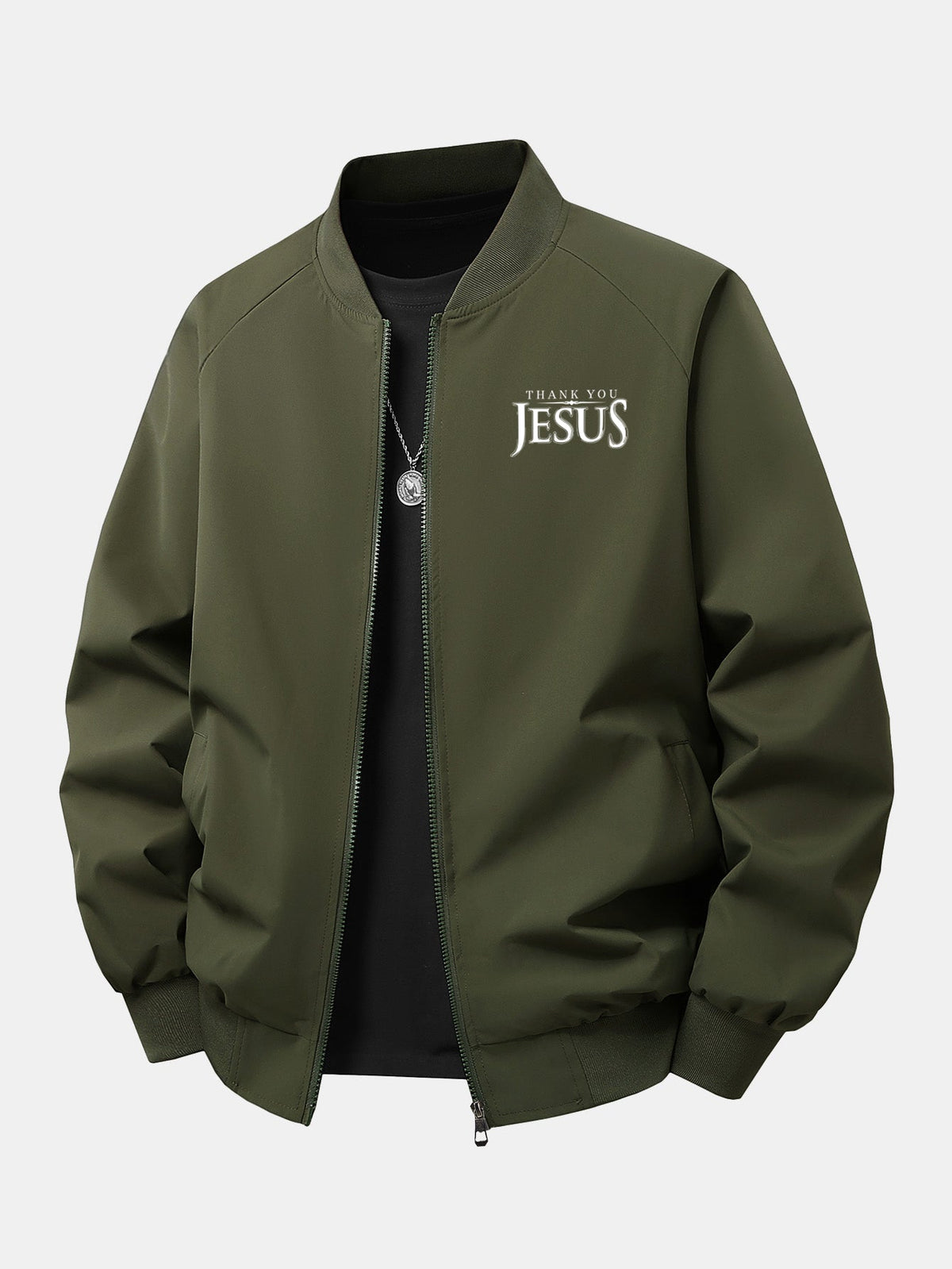 Men's Relaxed Fit Printed Bomber Jacket – Classic Zip-Up Streetwear Outerwear with Ribbed Trims for Autumn and Spring
