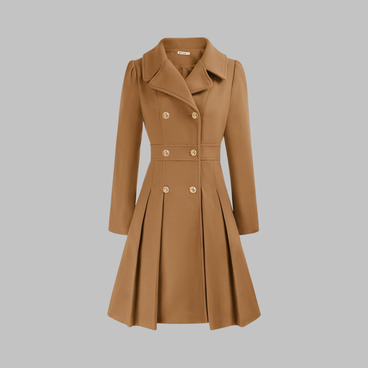 Dami - Classy Double Button Long Sleeve Coat