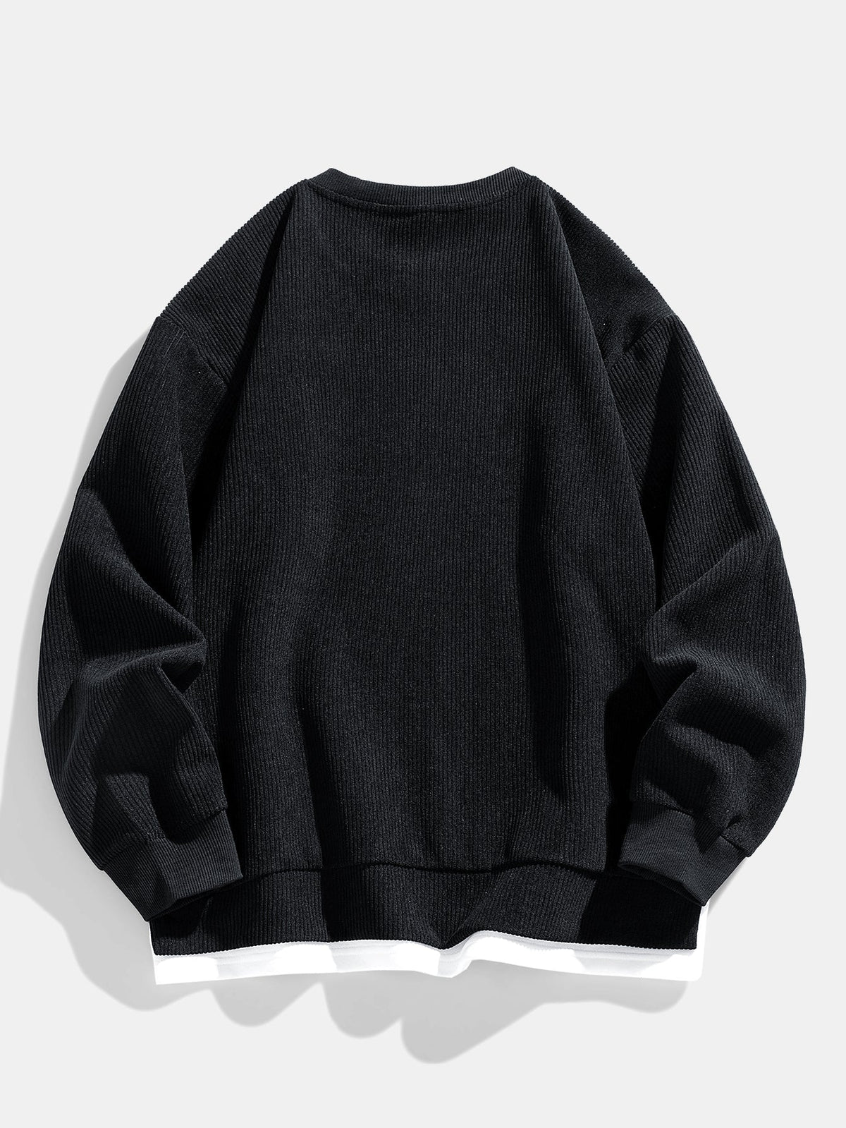 Men's Relaxed Fit Ribbed Crew Neck Sweatshirt