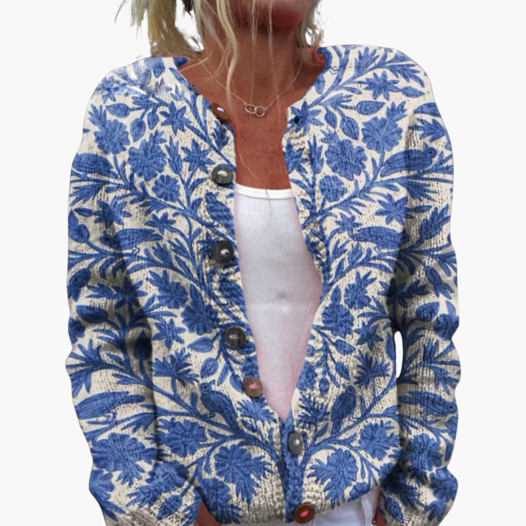 Addison | Floral Ribbed Hem Cardigan
