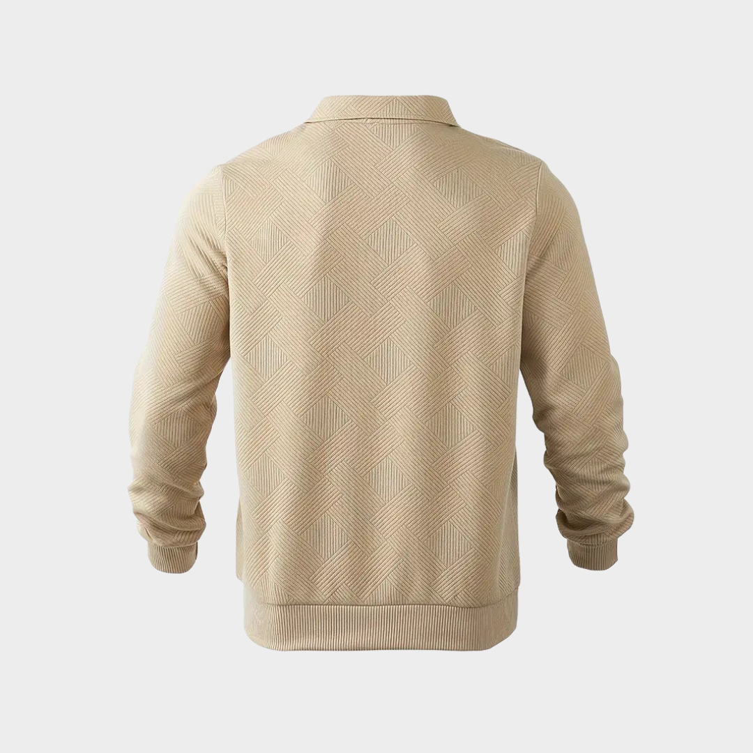 Men's Half-Zip Sweatshirt | Textured Knit Polo Collar