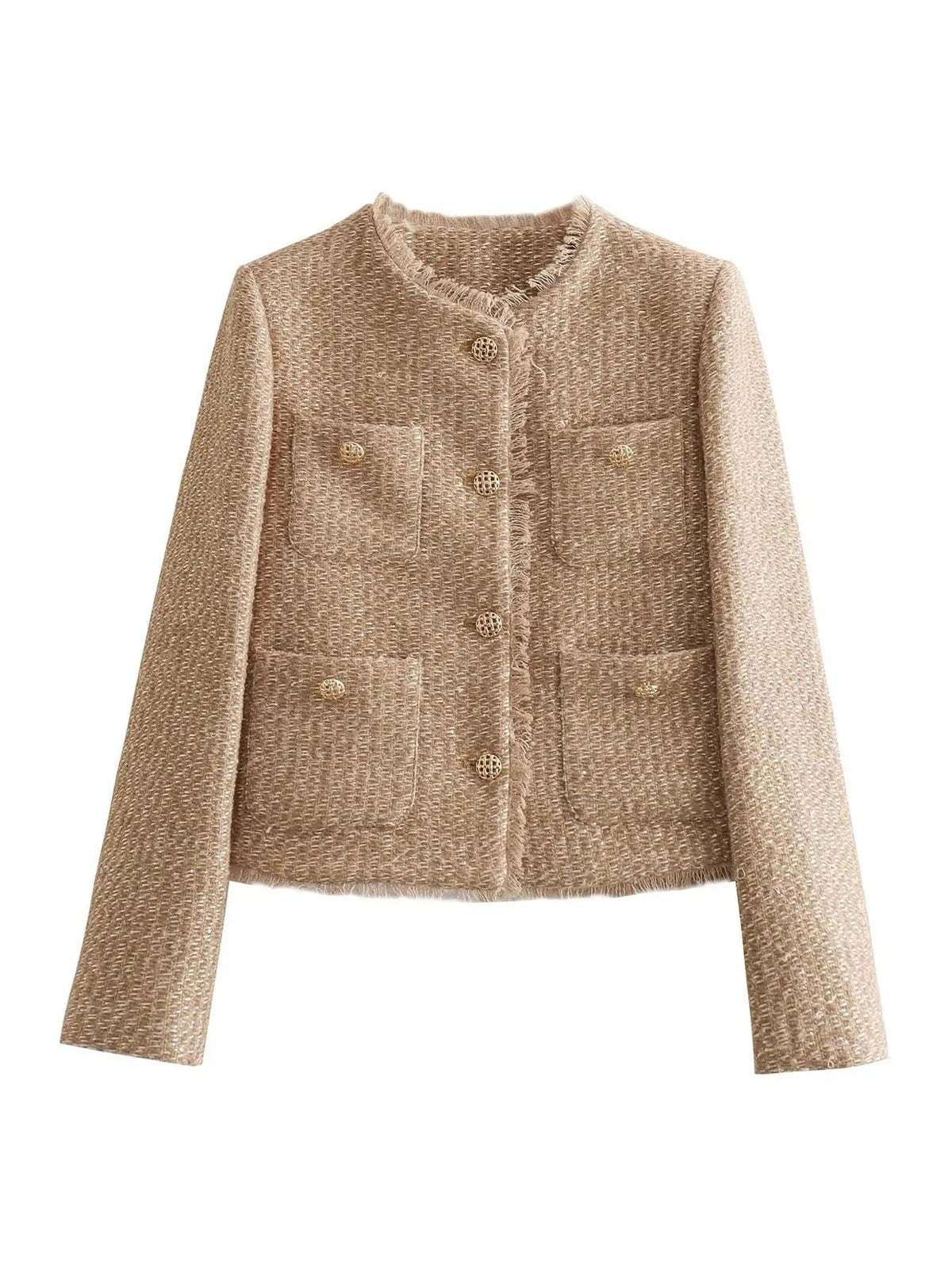 Pearl | Short Tweed Button Blazer