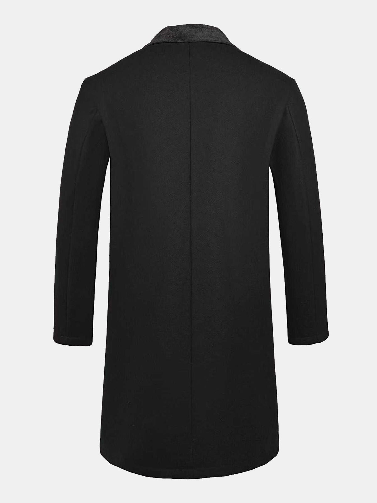 Men's Long Faux Wool Winter Coat – Double-Breasted Overcoat with Teddy Fleece Collar and Warm Lining for Smart Casual Wear
