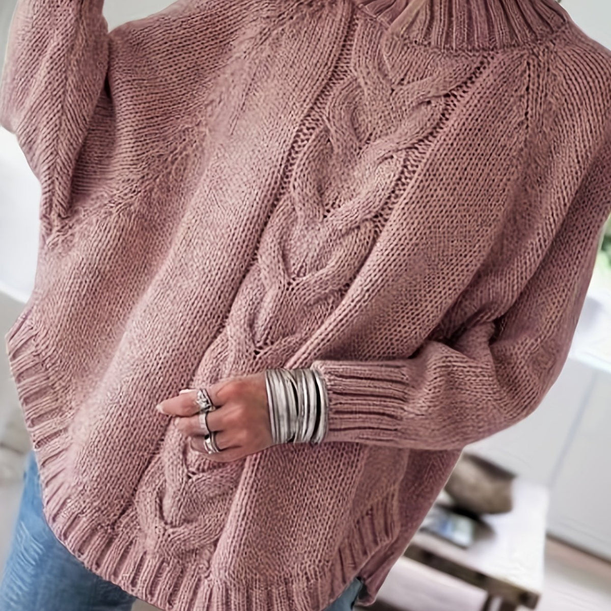 Gwendolyn | Cable Knit High Neck Winter Turtleneck Sweater
