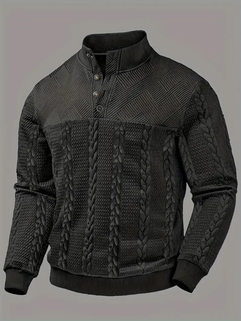 Sutton Men's Cable Knit Henley Sweater