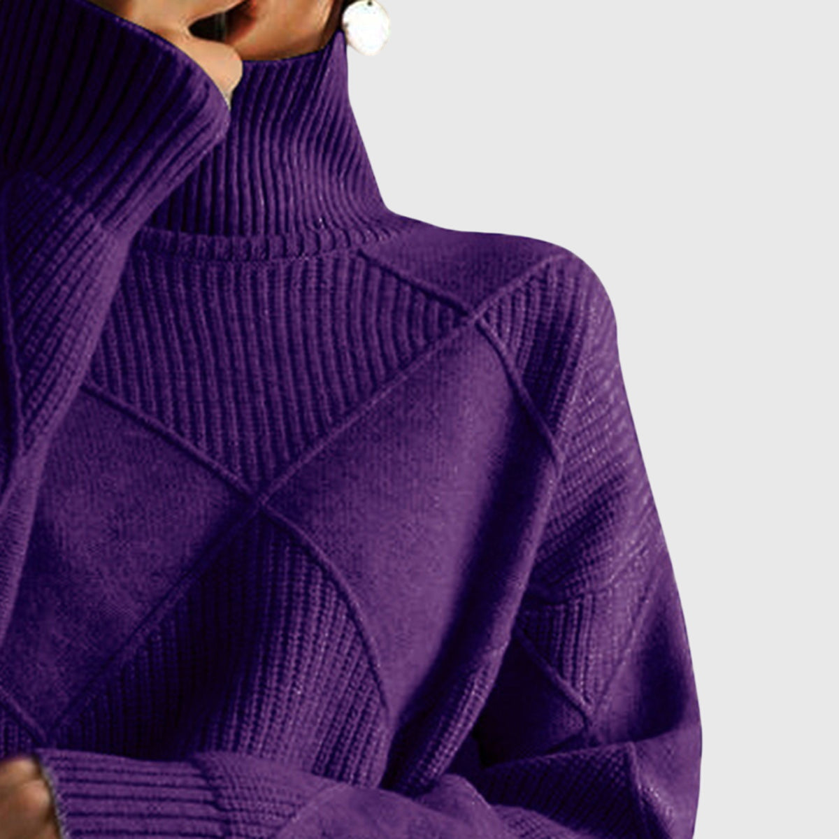 Wrenna | Roll Neck Diagonal Seam Detail Turtleneck Sweater