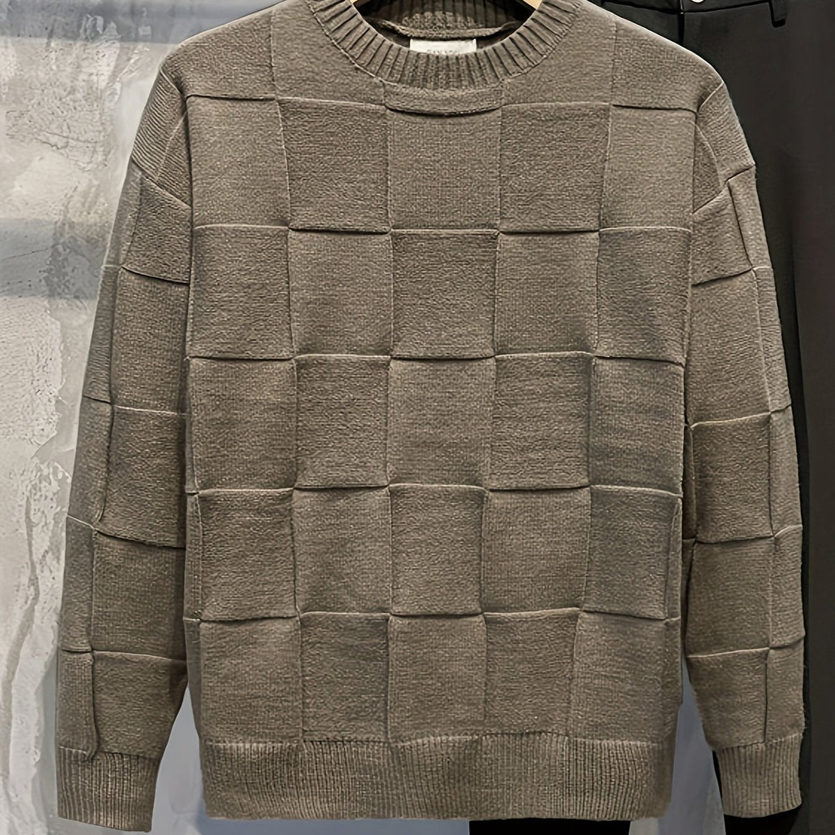Sullivan | Textured Check Crewneck Sweater