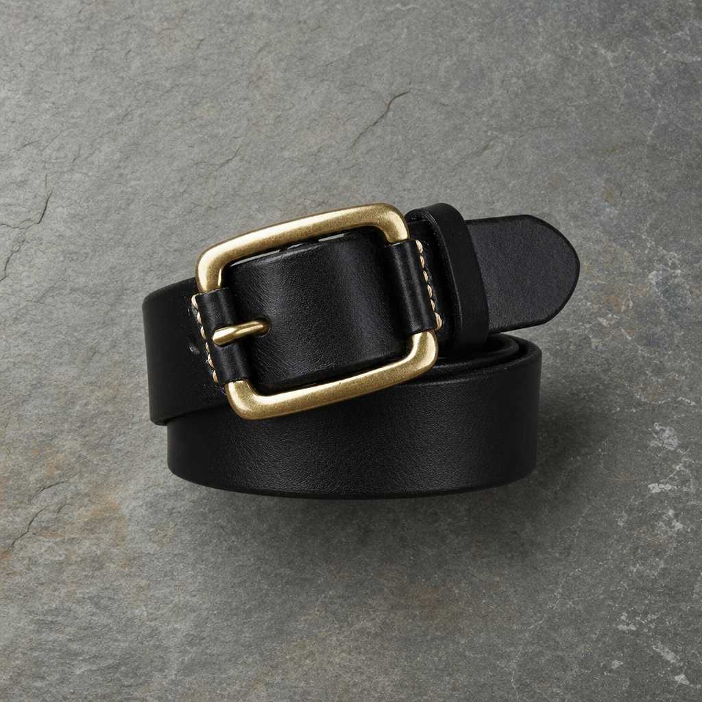 Mougins Brass Buckle Leather Belt