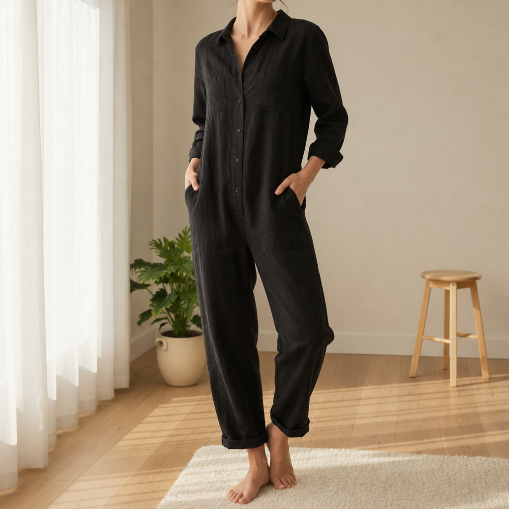 Skiathos Linen Button Jumpsuit
