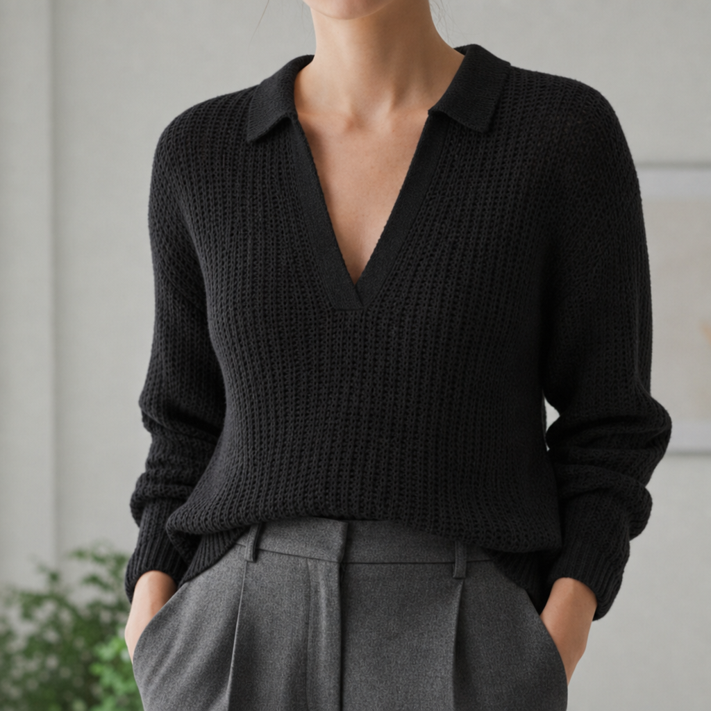 Oviedo Collared Knit Sweater Top