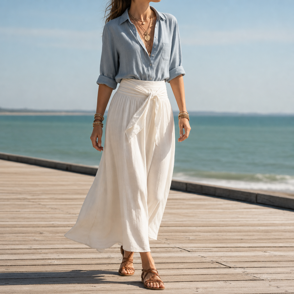 Beaulieu Linen Shirt Skirt Set