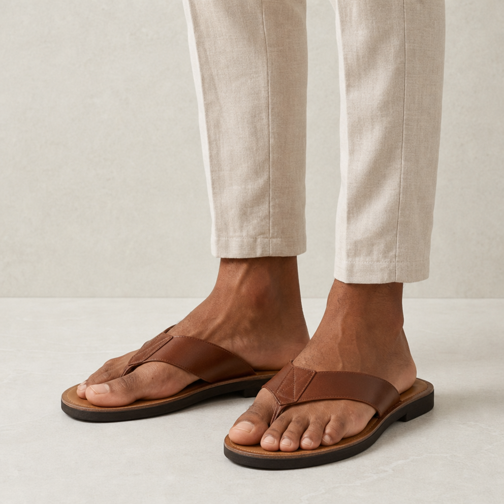 Amorgos Leather Toe Post Sandals