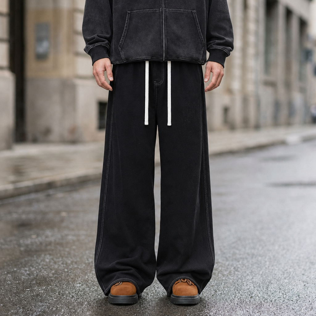 Peniscola Wide-Leg Drawstring Jeans