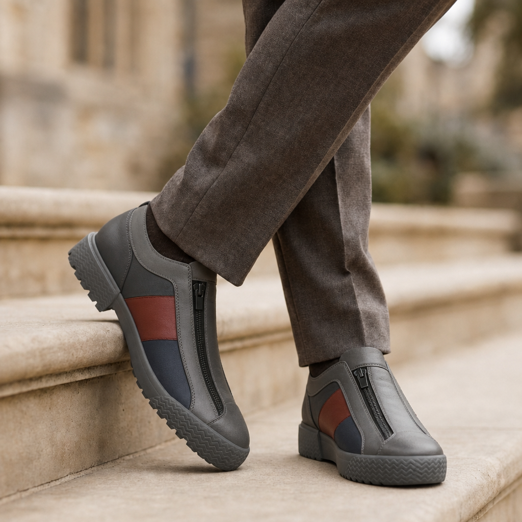 Alassio Leather Zip Sneakers