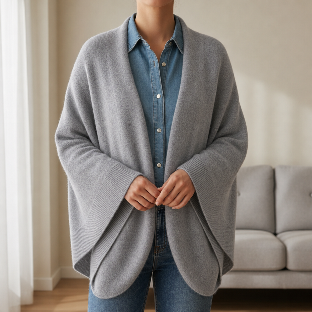 Thassos Wool Knit Shawl Cardigan