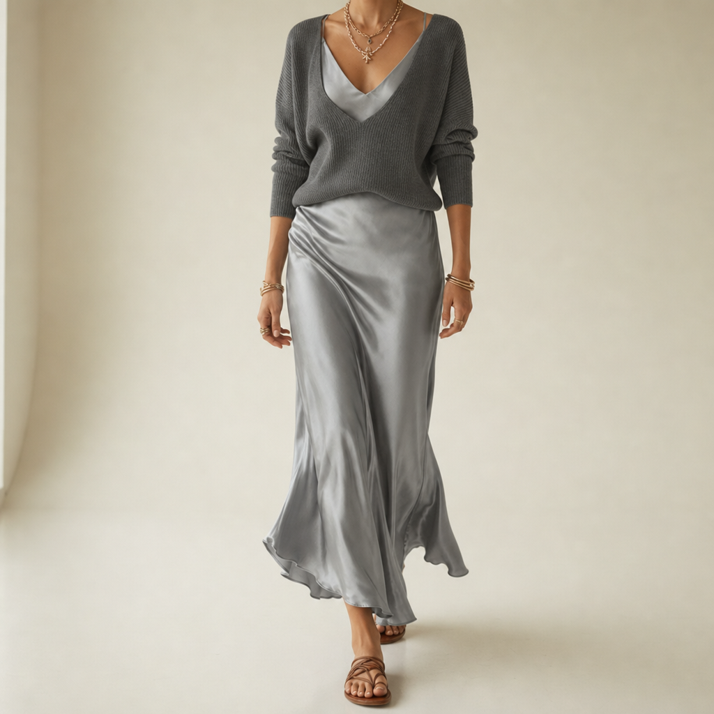 Pylos Satin Midi Skirt Set