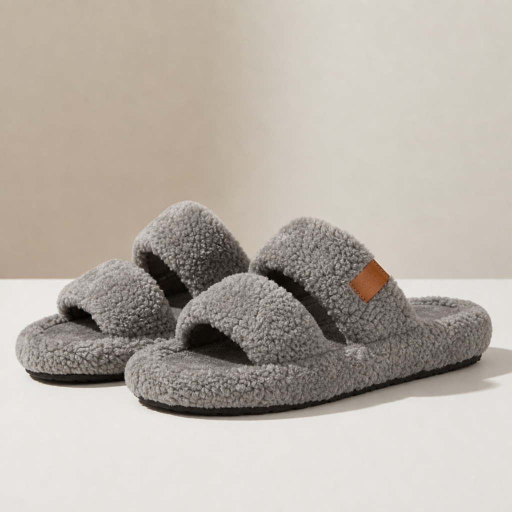 Amarante Sherpa Open-Toe Slippers