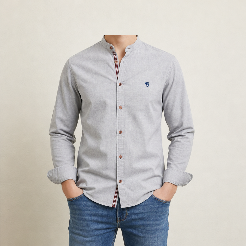 Naxos Band Collar Cotton Shirt