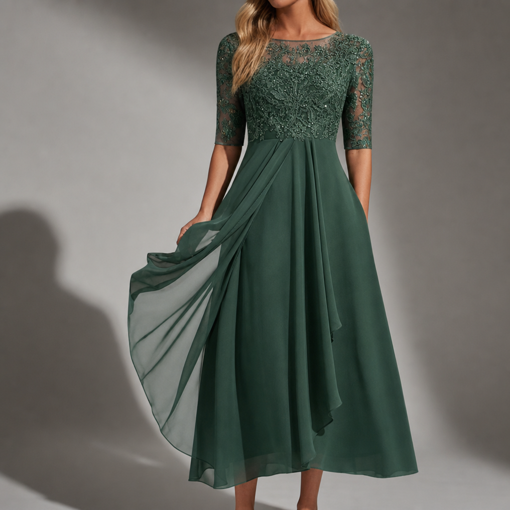 Sagres Lace Chiffon Midi Dress