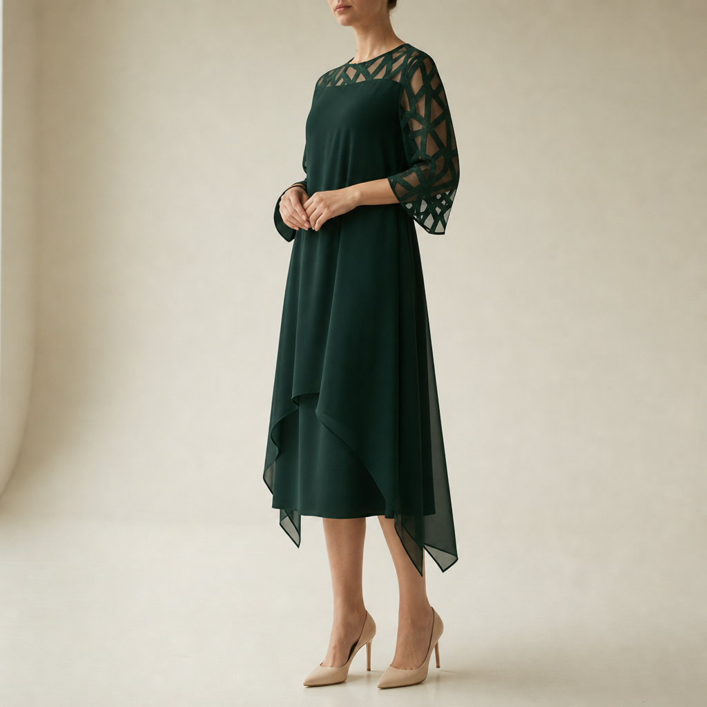 Olhao Lace Overlay Chiffon Dress