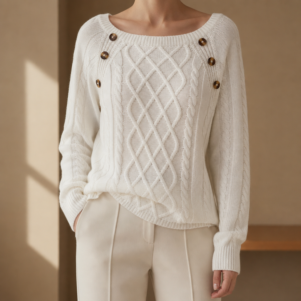 Porquerolles Cable Knit Button Sweater