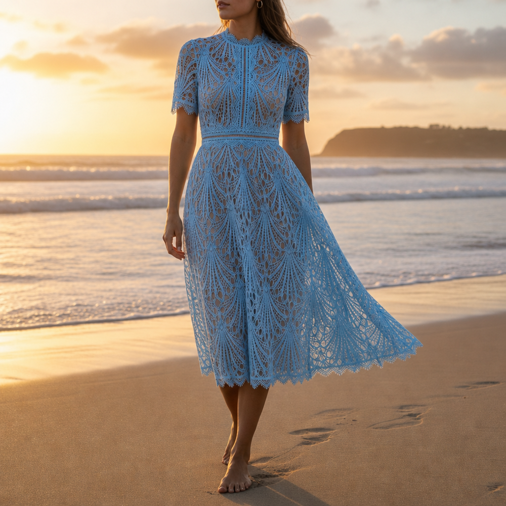 Bellagio Geometric Lace Midi Dress