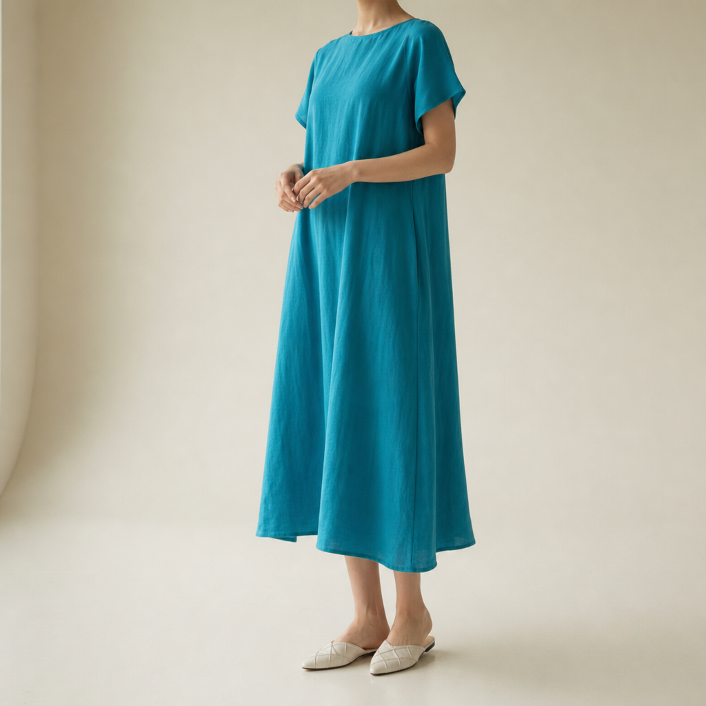 Kalymnos Loose Linen Midi Dress