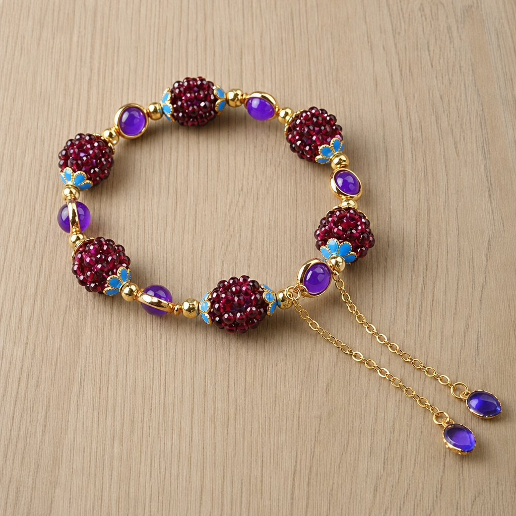 Valencia Garnet Crystal Cluster Bracelet