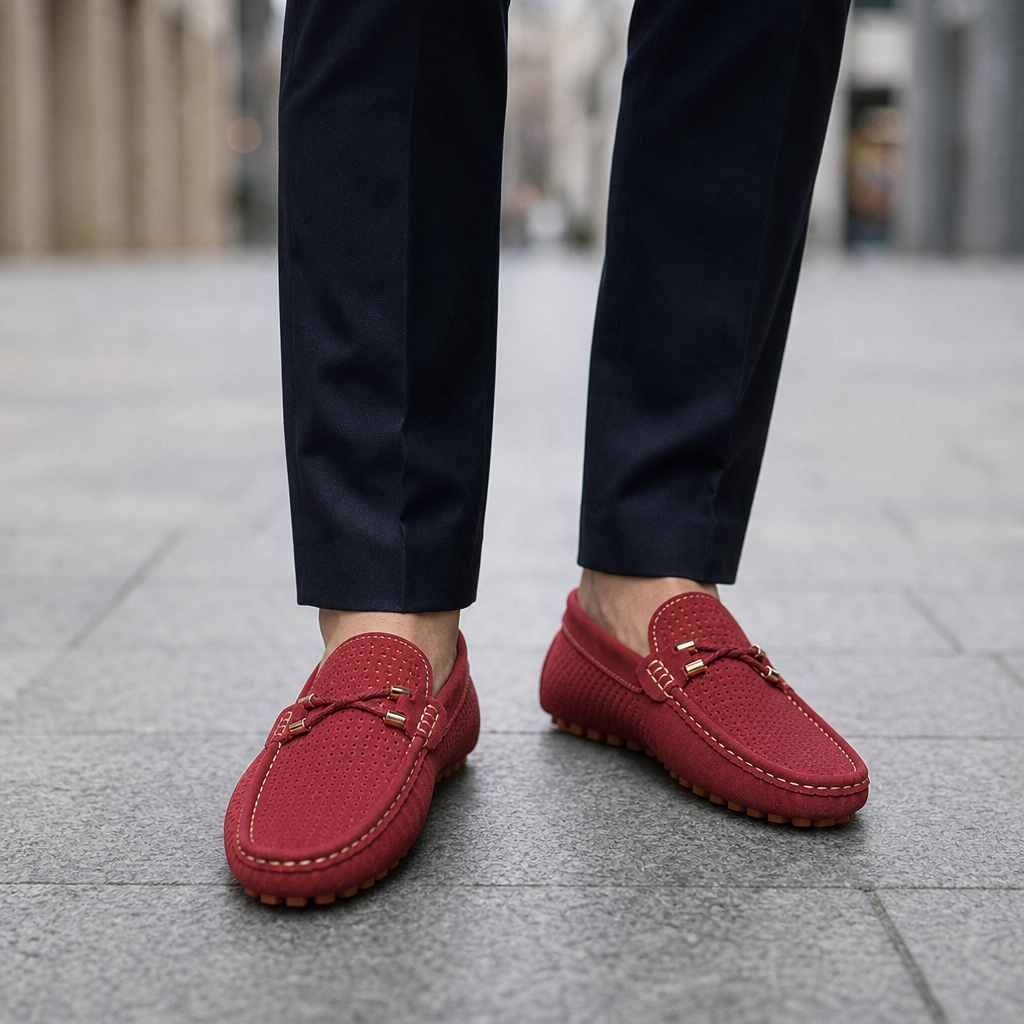Vellara Perforated Suede Loafers