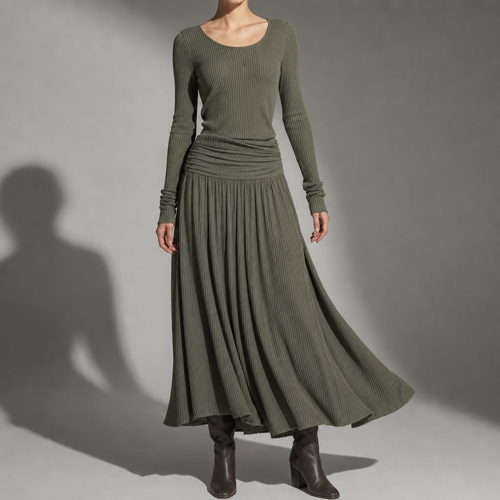 Cadiz Ribbed Knit Maxi Dress