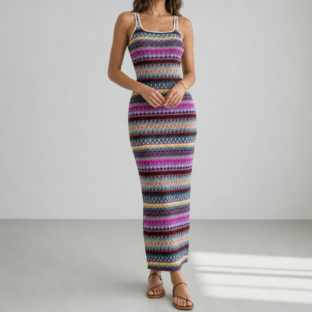 Saint Tropez Boho Stripe Knit Dress