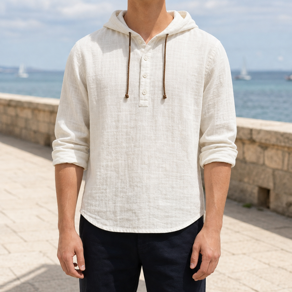 Tavira Linen Hooded Henley